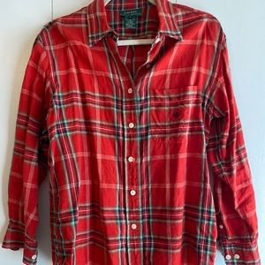 Ralph Lauren Red Plaid Button up Blouse